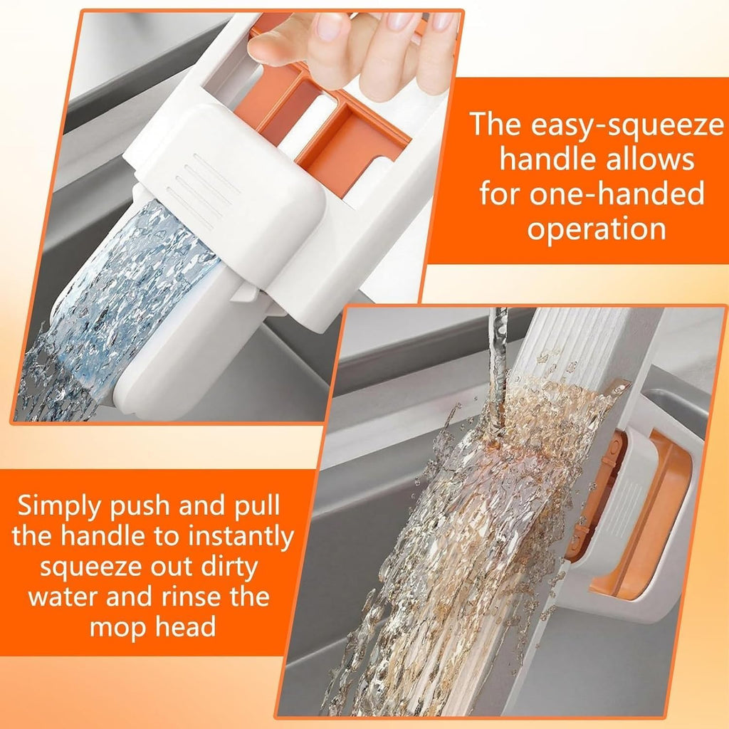 Mini Foldable Desktop Mop, Portable Cleaning Sponge, White, One-Hand Squeeze Handle, Replaceable Head, Wet/Dry Use for Bathroom Kitchen Glass