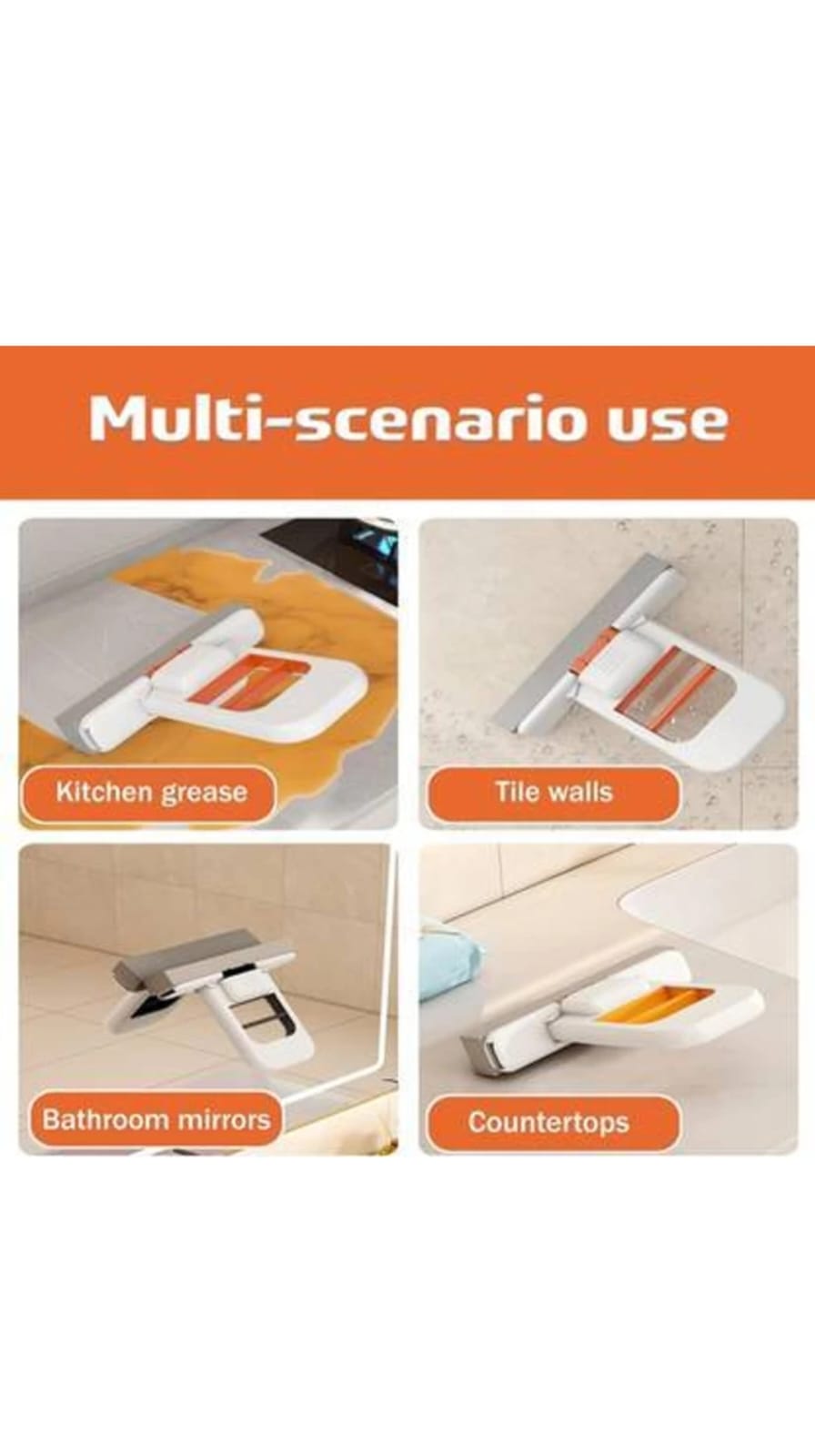 Mini Foldable Desktop Mop, Portable Cleaning Sponge, White, One-Hand Squeeze Handle, Replaceable Head, Wet/Dry Use for Bathroom Kitchen Glass