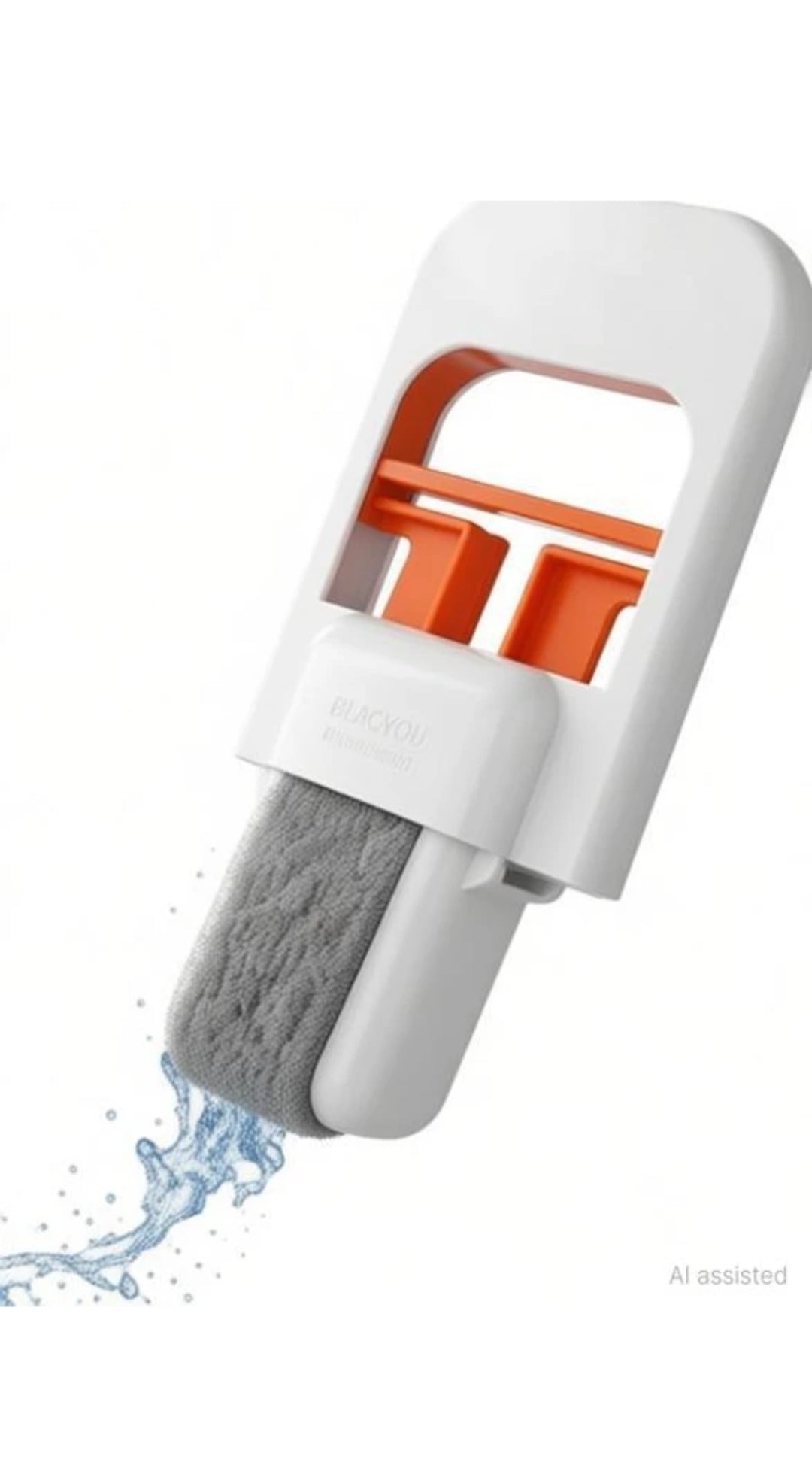 Mini Foldable Desktop Mop, Portable Cleaning Sponge, White, One-Hand Squeeze Handle, Replaceable Head, Wet/Dry Use for Bathroom Kitchen Glass
