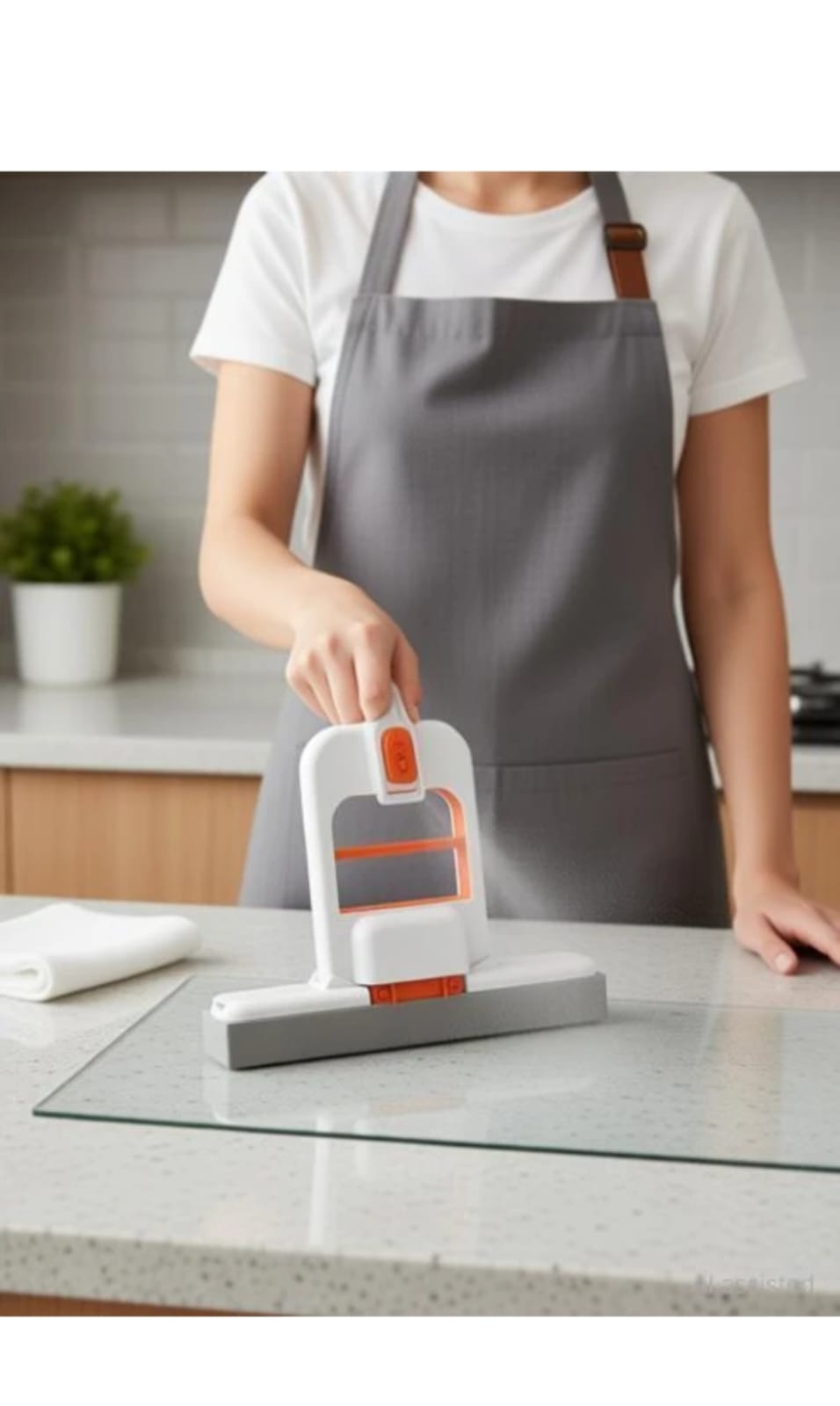 Mini Foldable Desktop Mop, Portable Cleaning Sponge, White, One-Hand Squeeze Handle, Replaceable Head, Wet/Dry Use for Bathroom Kitchen Glass